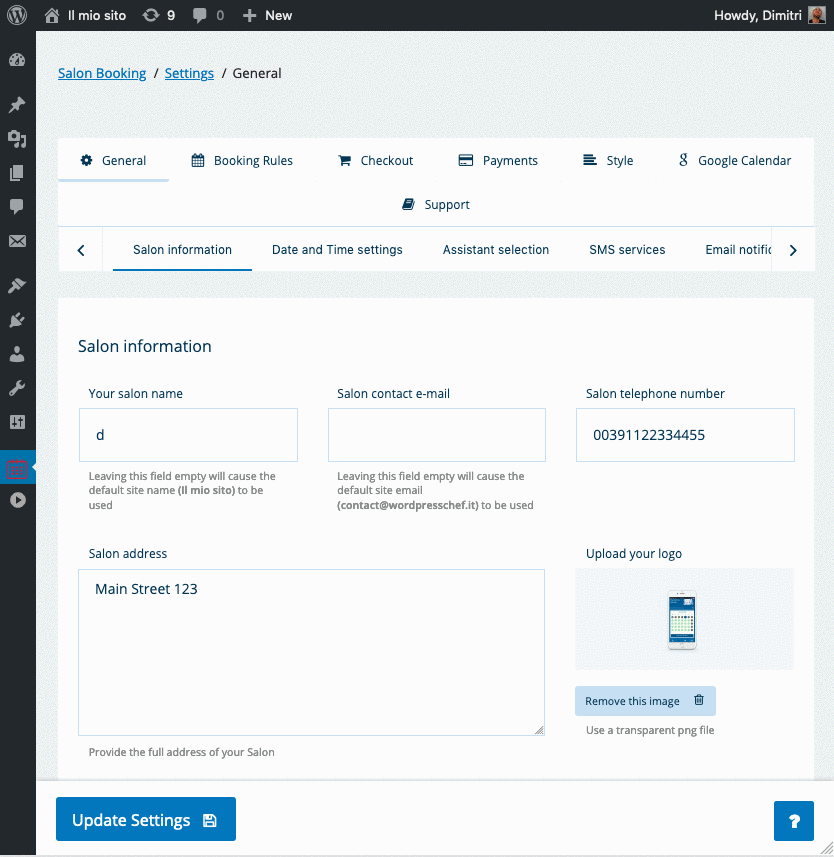 Salon Booking System 3.0 settings revamped