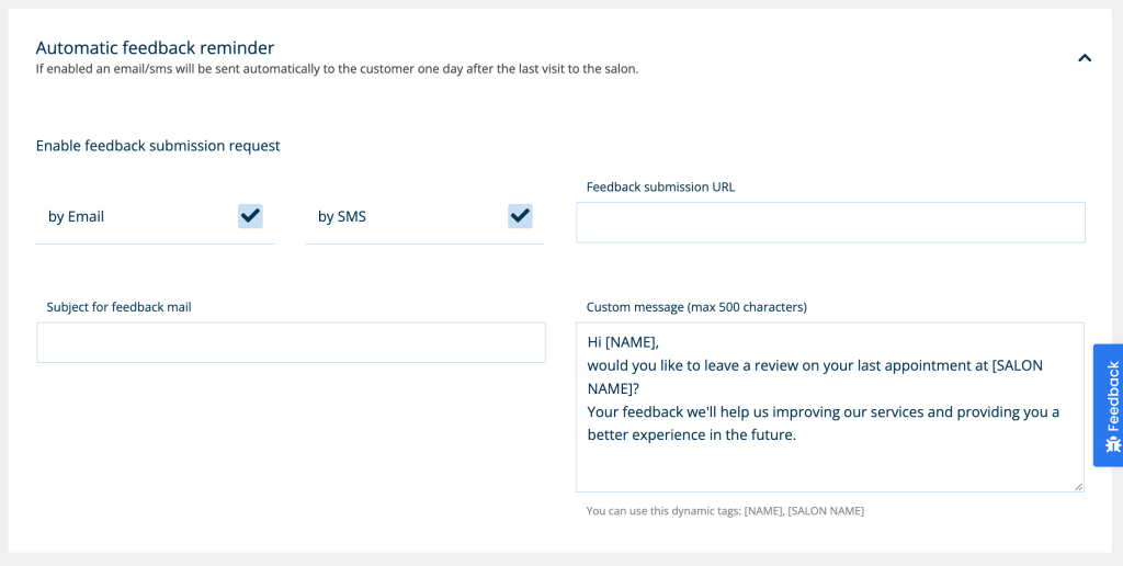 Richiesta di feedback personalizzato