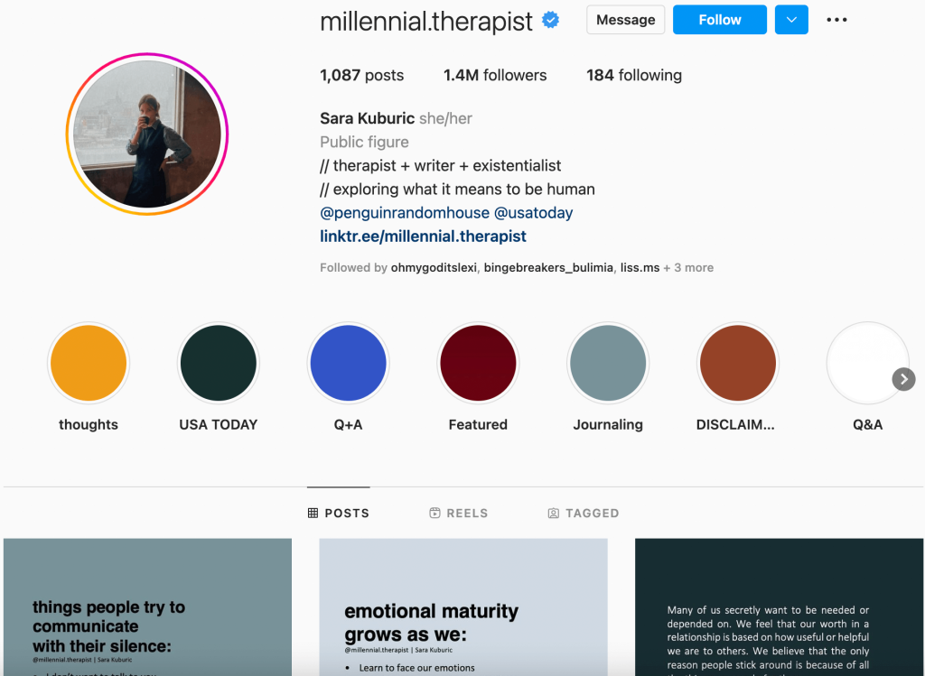 The Millenial Therapist Instagram account. 